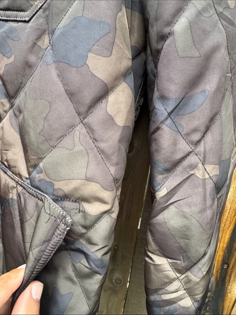 Quilted Camouflage Button-Front Jacket - Brown/Tan